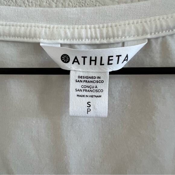 Athleta Designed in SF White Rounded Neck Tee T-Shirt Top Small - Picture 2 of 7